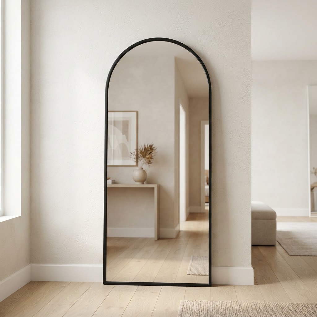 Arched Entry Mirror — Matte Black