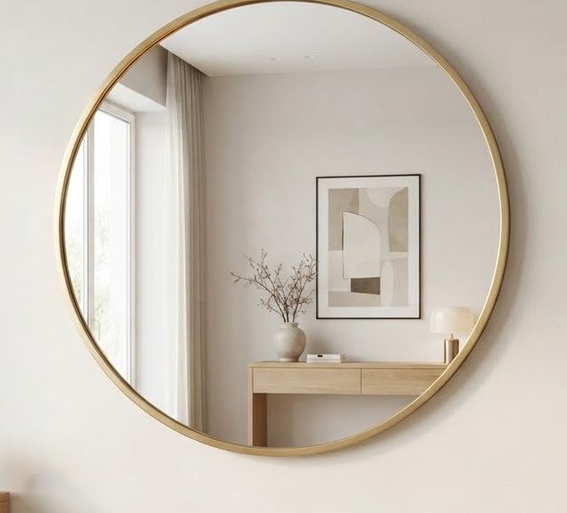 Brass Wall Mirror 60cm — detail view