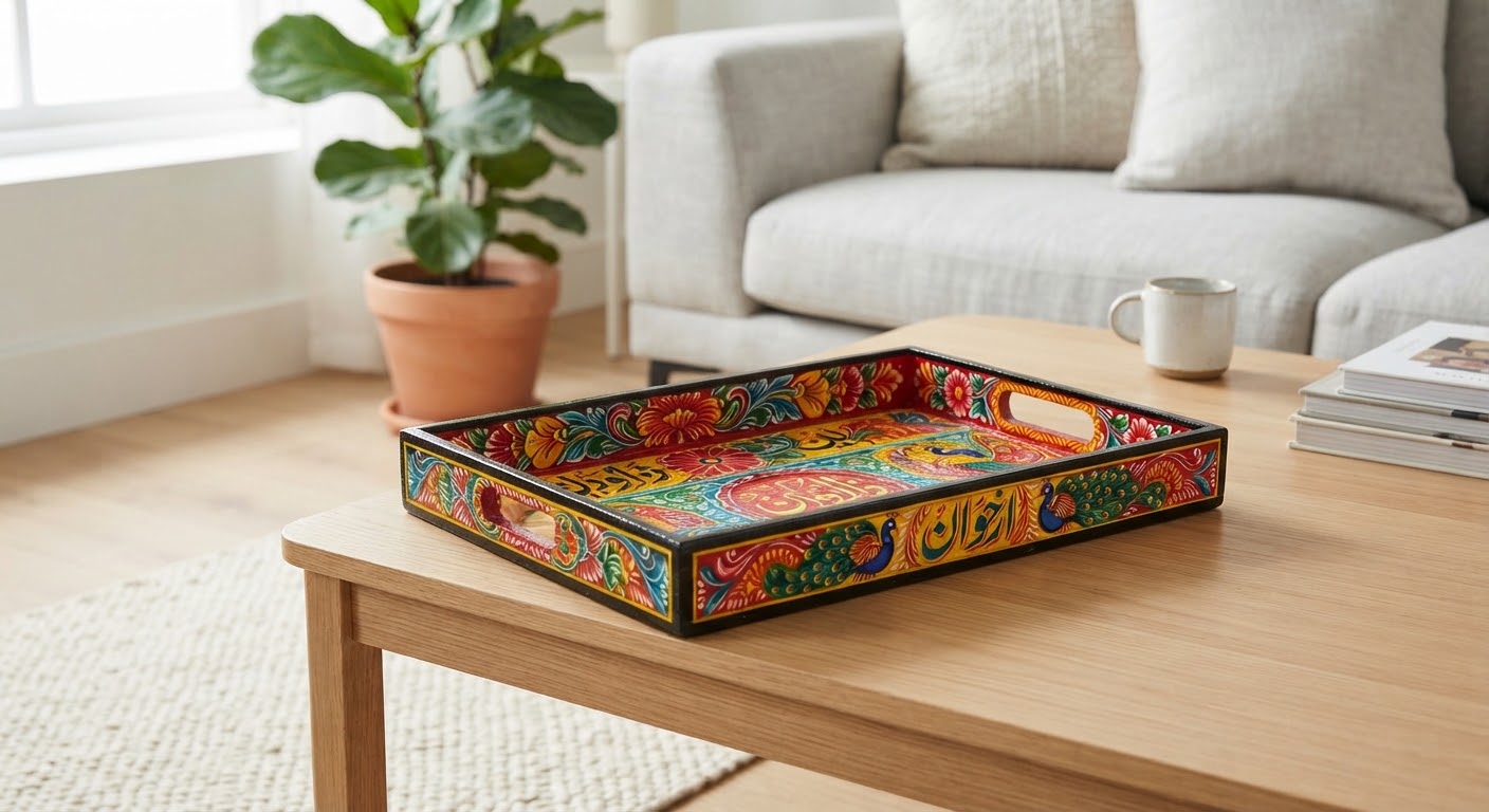 Folk Bloom Serving Tray — Hand-Painted